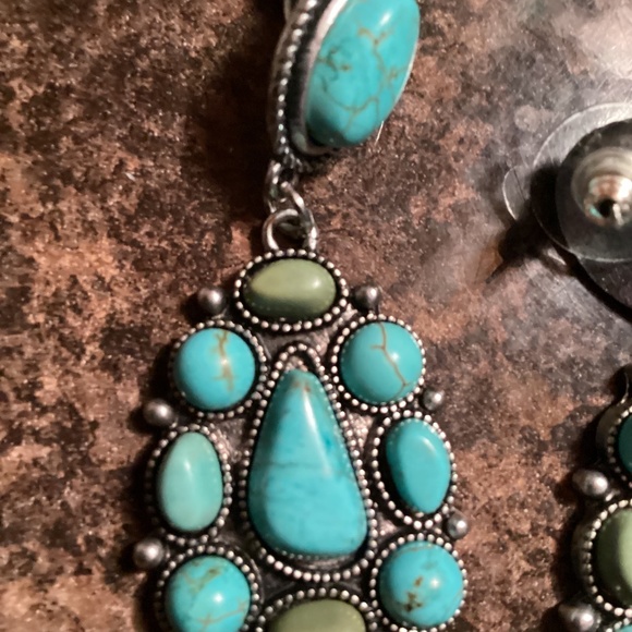 ~ Faux Turquoise Multistone Earrings ~ - Picture 3 of 7